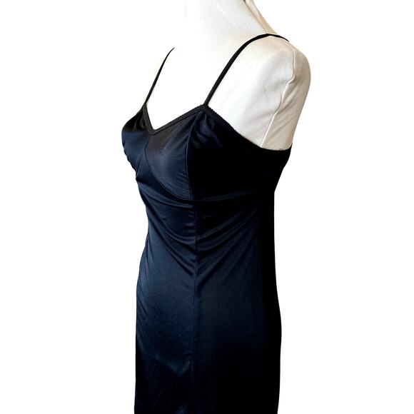 90s Jet Rag Reimagined Vintage Black Slip Dress w/White Lace - Picture 2 of 9
